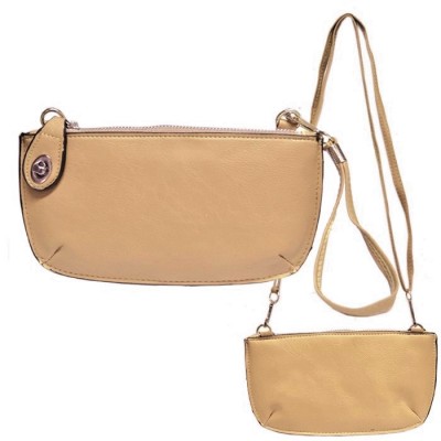 9043 - TAUPE PU LEATHER WRISTLETS / CROSS BODY BAG 
